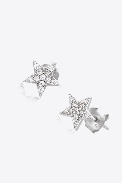 Shimmering Zircon Star Earrings with Platinum and Gold Touches
