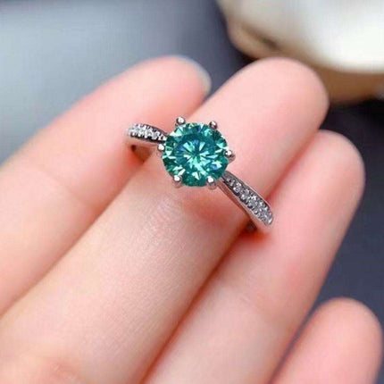 Sustainable Elegance: Lab Grown Green Diamond Ring in Sterling Silver