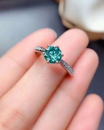 Sustainable Elegance: Lab Grown Green Diamond Ring in Sterling Silver