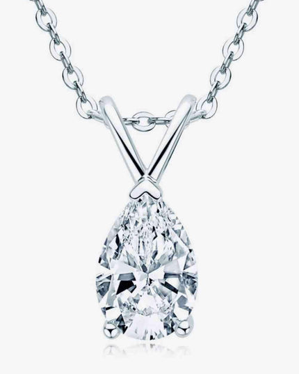 Elegant Sterling Silver Teardrop Pendant Necklace with Lab-Created Diamonds