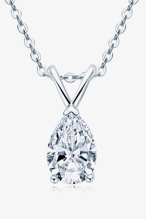 Exquisite Lab-Diamond Teardrop Pendant Necklace crafted in Sterling Silver