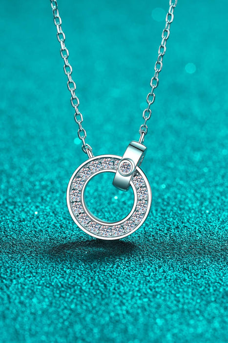 Elegant Moissanite Pendant Necklace in Sterling Silver with Rhodium-Plated Chain