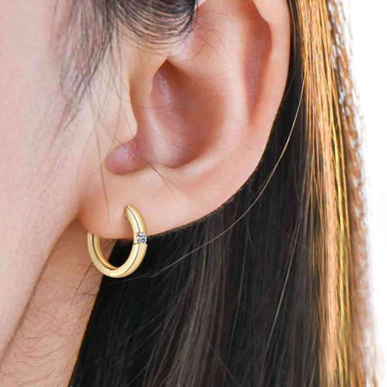 Elegant Moissanite Huggie Earrings in Sterling Silver with Dazzling Gemstones