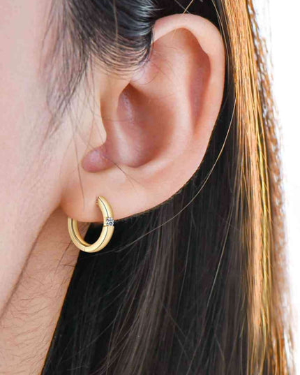 Elegant Moissanite Huggie Earrings in Sterling Silver with Dazzling Gemstones