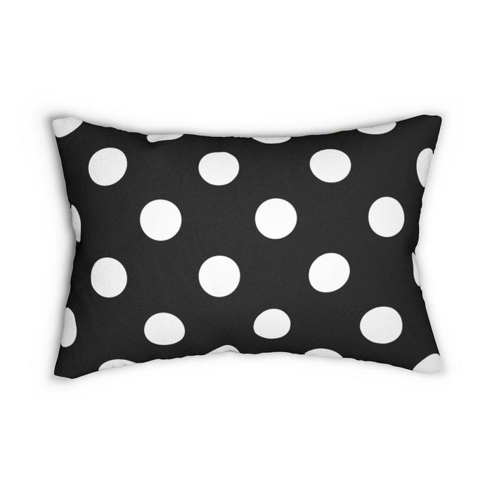 Black polka dot wrinkle-free Polyester Lumbar Pillow