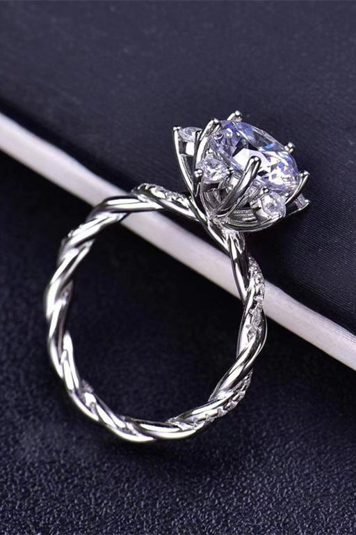 Radiant Elegance: Twisted 3 Carat Lab-Diamond Sterling Silver Ring