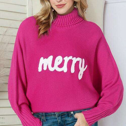 Festive Cozy Knit Turtleneck Sweater