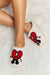Love Heart Print Cozy Plush Slippers