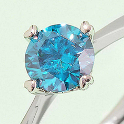 Rainbow Lab-Created Diamond Solitaire Ring with Platinum Coating