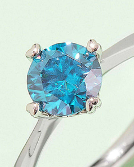 Rainbow Lab-Created Diamond Solitaire Ring with Platinum Coating