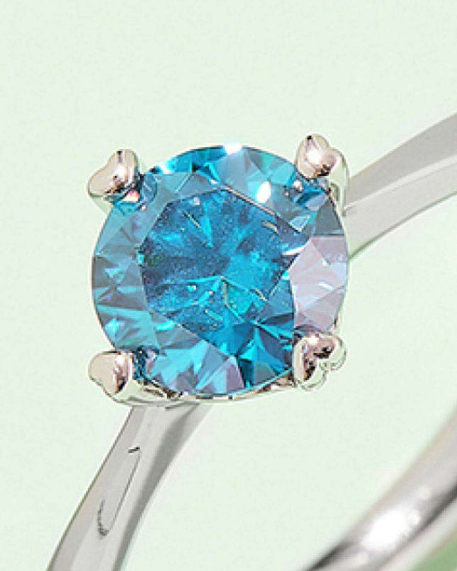 Rainbow Lab-Created Diamond Solitaire Ring with Platinum Coating