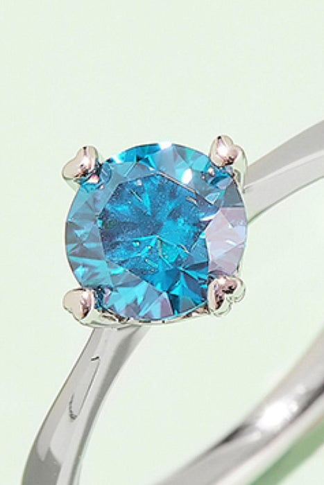 Multicolored Lab-Grown Diamond Solitaire Ring with Platinum-Plated Sterling Silver