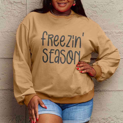 Cozy Winter Vibes Oversized Graphic Pullover Sweatshirt - Stay Warm in Style