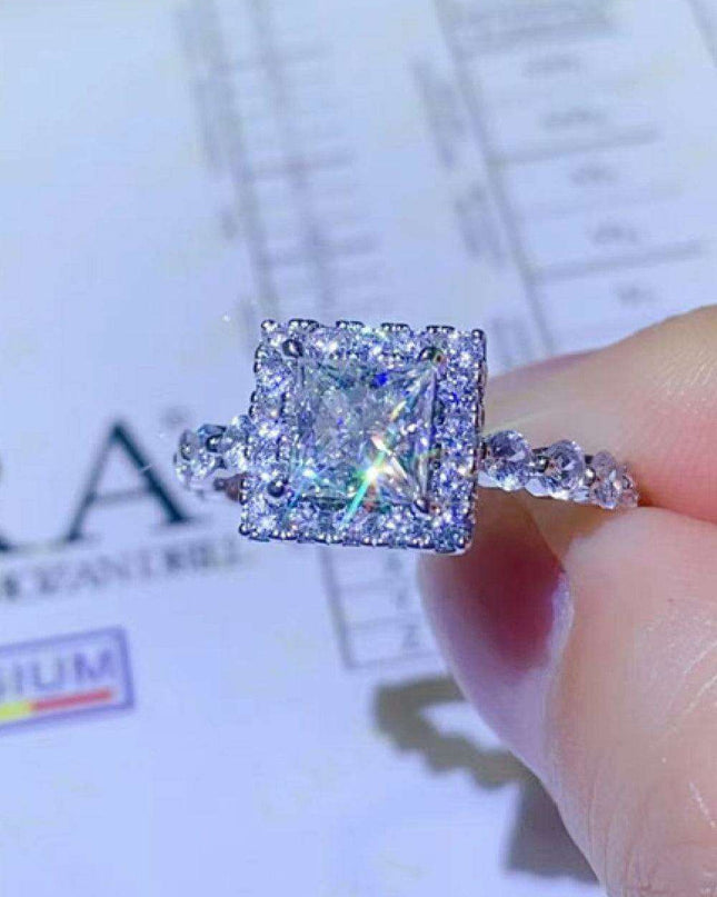 Elegant 1 Carat Moissanite and Lab-Diamond Bridal Ring Set