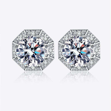 Radiant Charm: 2 Ct Moissanite Sterling Silver Stud Earrings with Rhodium Coating - Gift Box Included