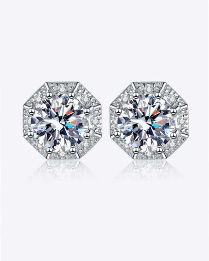 Radiant Charm: 2 Ct Moissanite Sterling Silver Stud Earrings with Rhodium Coating - Gift Box Included
