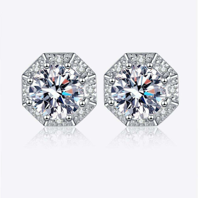 Radiant Charm: 2 Ct Moissanite Sterling Silver Stud Earrings with Rhodium Coating - Gift Box Included