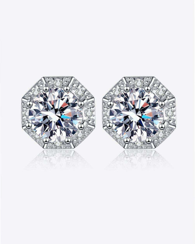 Radiant Charm: 2 Ct Moissanite Sterling Silver Stud Earrings with Rhodium Coating - Gift Box Included