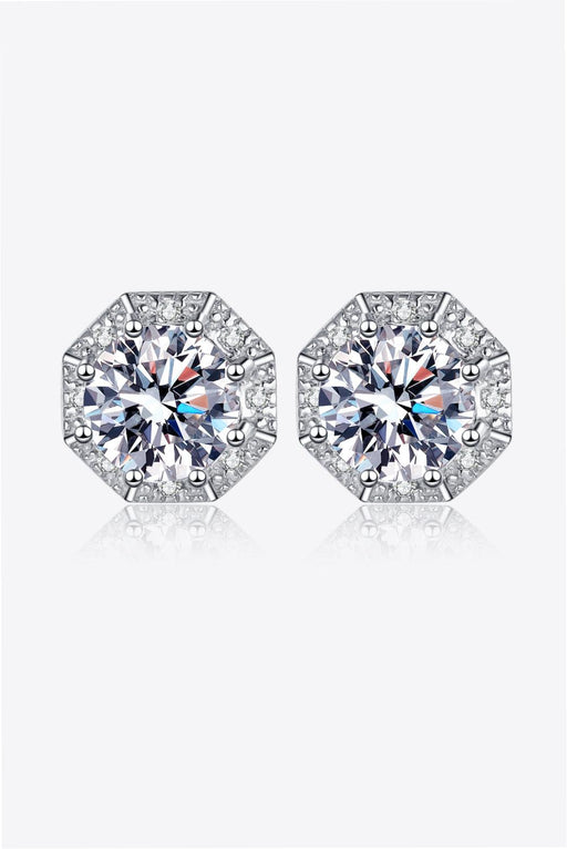 Elegant Radiance 2 Ct Moissanite Sterling Silver Stud Earrings with Rhodium Plating - Gift Box Included