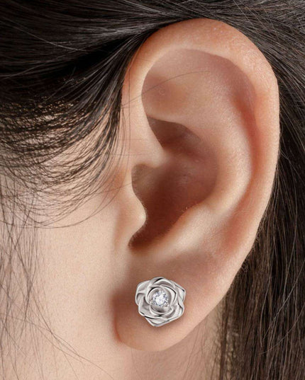 Floral Elegance: Lab-Grown Diamond Sterling Silver Earrings