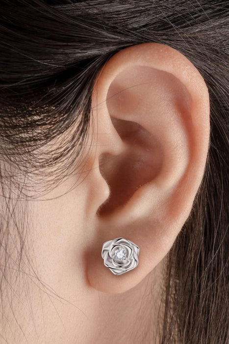 Elegant Moissanite Blossom Sterling Silver Earrings