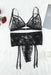 Strappy Lace Lingerie Set with Garter Belt and Matching Thong
