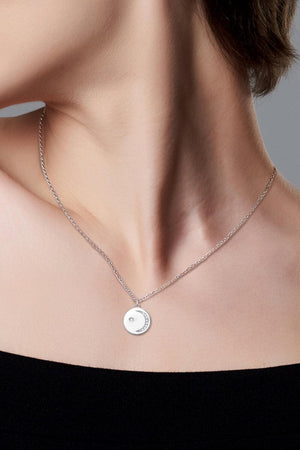 Moissanite Round Pendant Necklace-Trendsi-Silver-One Size-Très Elite