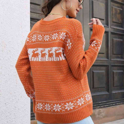 Cozy Festive Reindeer Pullover Sweater