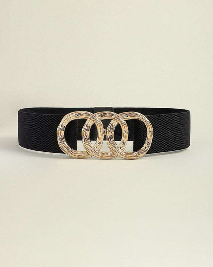 Sculpted Zinc Alloy Buckle Fashionable Wide Elastic Belt