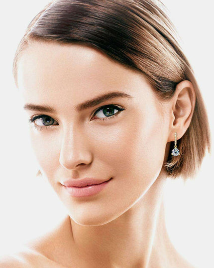 2 Carat Lab-Grown Diamond Sterling Silver Drop Earrings with Zircon Details - Luxurious Elegance