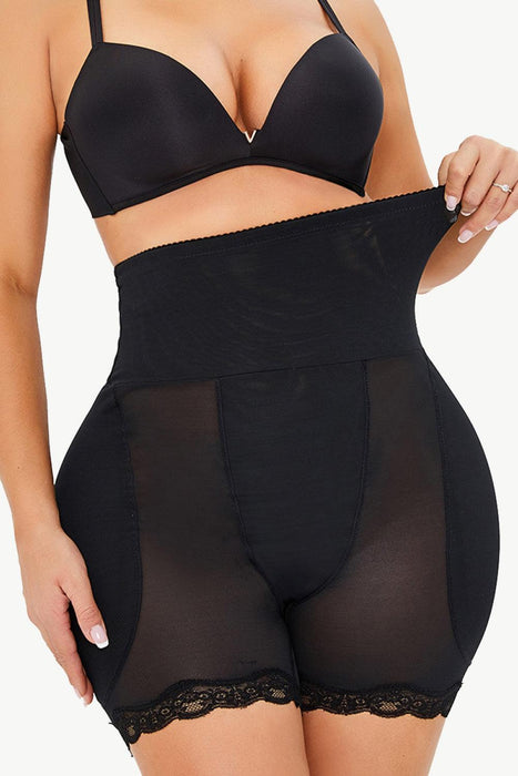 Lace-Trimmed Shapewear Shorts with Pull-On Design