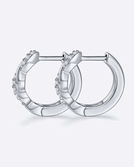 Elegant Twisted Moissanite Silver Earrings with Platinum Finish