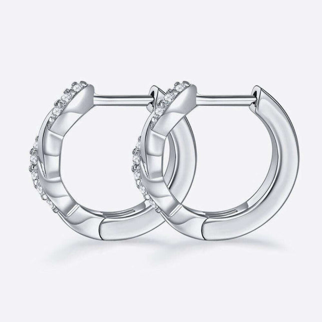 Elegant Twisted Moissanite Silver Earrings with Platinum Finish