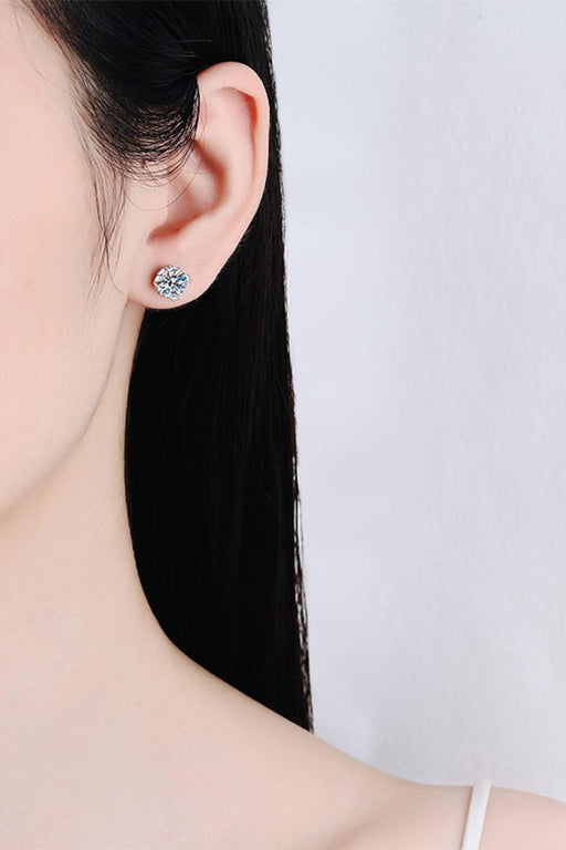 Elegant Moissanite Sterling Silver Stud Earrings with Round Stones