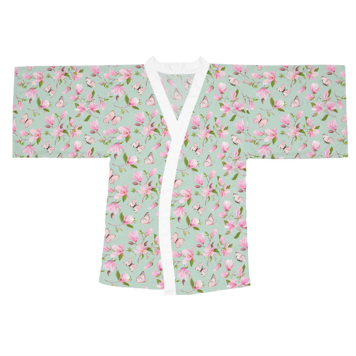 Japanese Floral Long Sleeve Kimono Robe - Luxurious Artisan Design