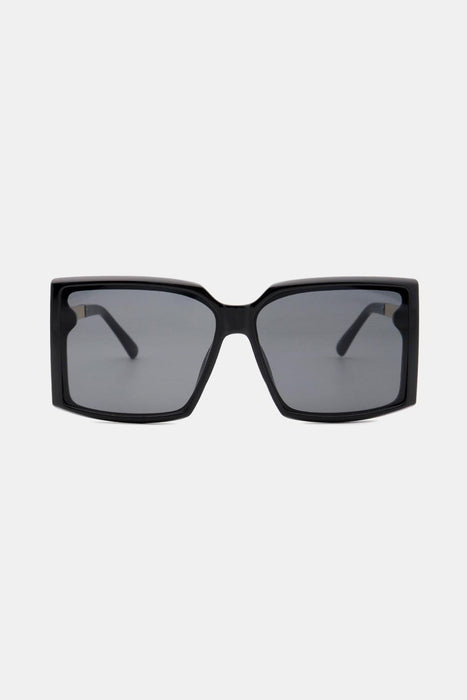 Square Polycarbonate Sunglasses with Metal-Plastic Hybrid Temples - Stylish Eye Protection with UV400 Shield