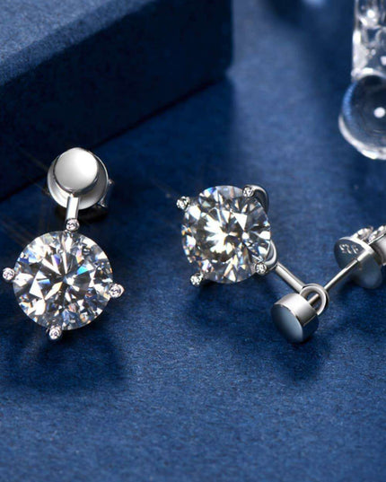 Sophisticated 4 Carat Moissanite and Lab-Diamond Accented Drop Earrings in Platinum-Plated Sterling Silver