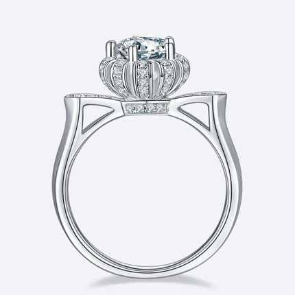Luxe Elegance 1 Carat Lab-Diamond Sterling Silver Ring - Graceful Collection