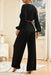 Chic Balloon Sleeve Polyester Top and Pants Set