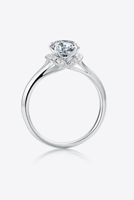 Elegant Lab Created Diamond Ring with Moissanite Accents and Sterling Silver Detail