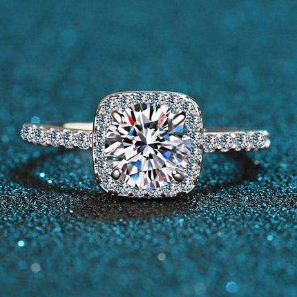 Timeless Elegance Moissanite and Zircon Sterling Silver Ring