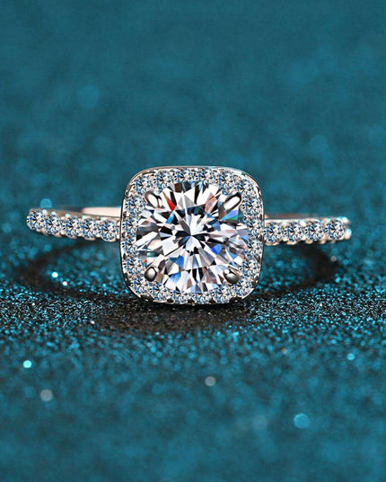 Timeless Elegance Moissanite and Zircon Sterling Silver Ring