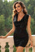 Glimmering Sequin Sheath Dress with Draped Sleeves
