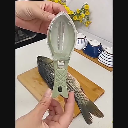 Plastic Fish Skin Brush Grater Scraper, Home Kitchen Cooking Tool with Cover