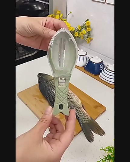 Plastic Fish Skin Brush Grater Scraper, Home Kitchen Cooking Tool with Cover