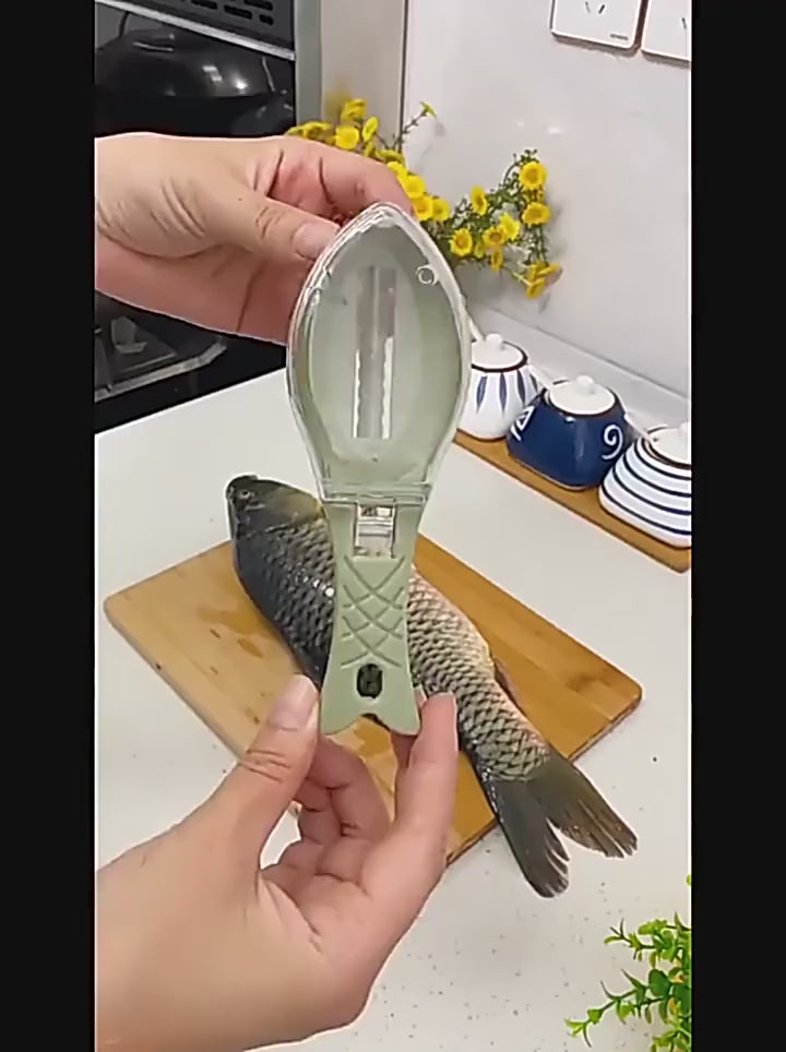 Plastic Fish Skin Brush Grater Scraper, Home Kitchen Cooking Tool with Cover