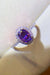 Royal Purple Elegance Sterling Silver Moissanite Ring with Zircon Accents
