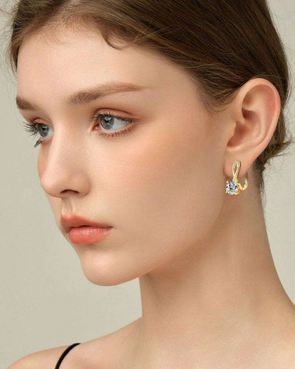 Exquisite 4 Carat Moissanite and Zircon Sterling Silver Earrings with Elegant Gold and Platinum Finish