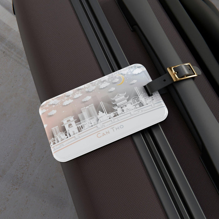 Elite Customizable Acrylic Luggage Tag Set with Leather Strap