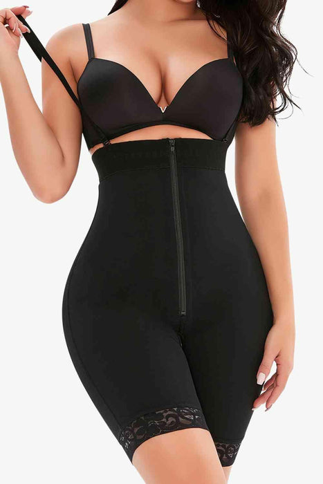 Lace-Up Zippered Bodysuit for Under-Bust Shaping